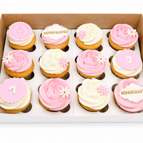 Elegant Pink Birthday Cupcakes 